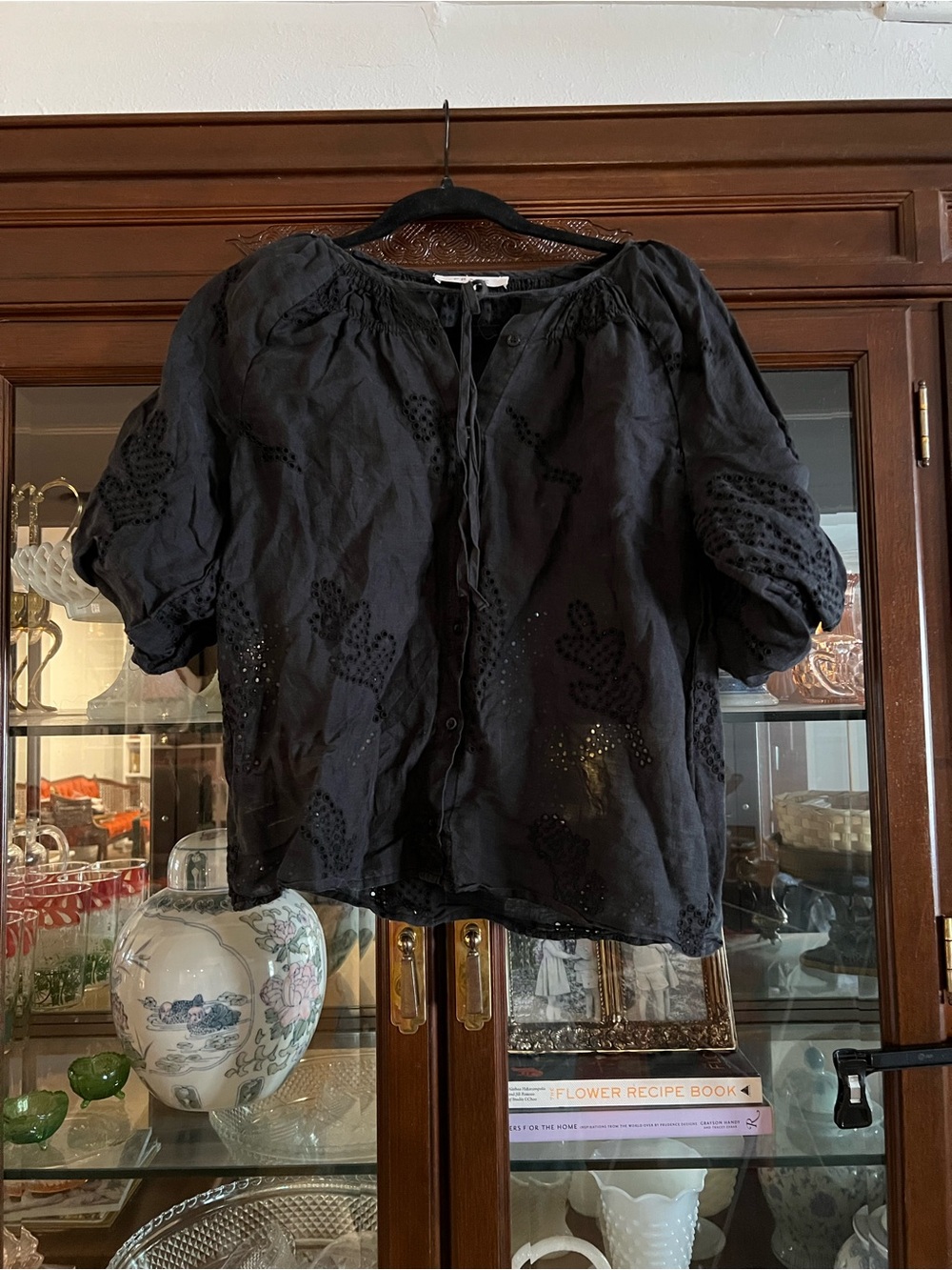 Frame women’s eyelet blouse size S black